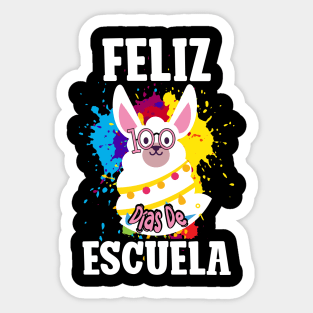 Llama Feliz 100 Dias De Escuela - 100 Days of School Spanish Sticker